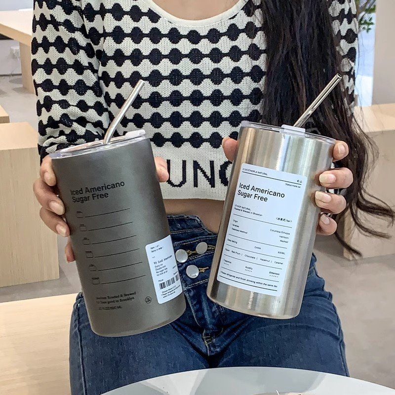 600ML Ly gi nhit Inox 304 km ng ht cao cp khng g Iced Americano