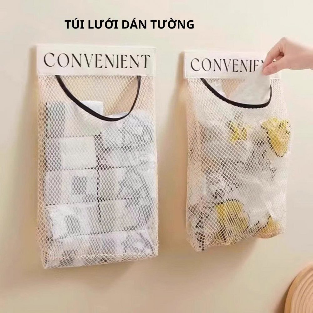 Túi lưới dán tường, túi lưới treo tường đựng đồ dùng tiện lợi Túi lưới dán tường, túi lưới treo tường đựng đồ dùng tiện lợi