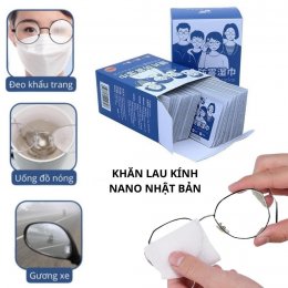 [Hộp 100 miếng] Khăn lau kính Nano Nhật Bản làm sạch kính chống mờ sương, bám hơi nước