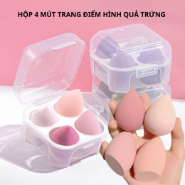 Hộp 4 mút trang điểm tán kem siêu mềm mịn hình quả trứng