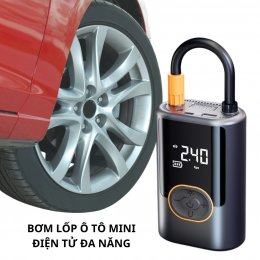 Bơm ô tô điện tử cầm tay, thiết bị bơm lốp xe hơi mini đa năng