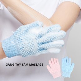 Găng tay tắm tẩy tế bào chết masage làm sạch da có dây treo tiện lợi