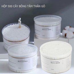Hộp 500 tăm bông ngoáy tai hai đầu thân gỗ
