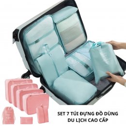 Set 7 túi đựng quần áo, mỹ phẩm, đồ dùng cá nhân du lịch cao cấp nhiều kích thước khác nhau