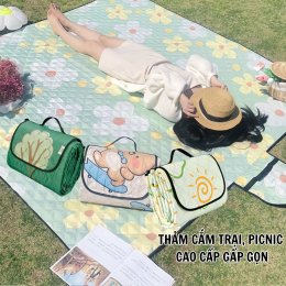 Thảm cắm trại dã ngoại, picnic gấp gọn 5 lớp dày dặn cao cấp