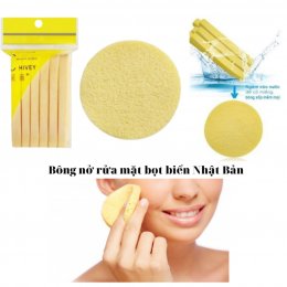 Bông nở rửa mặt tẩy trang bọt biển Nhật Bản Chivey dạng nén