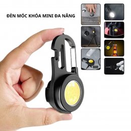 Đèn móc tròn, Đèn Led COB siêu sáng khẩn cấp tích hợp móc khóa mini cắm trại du lịch