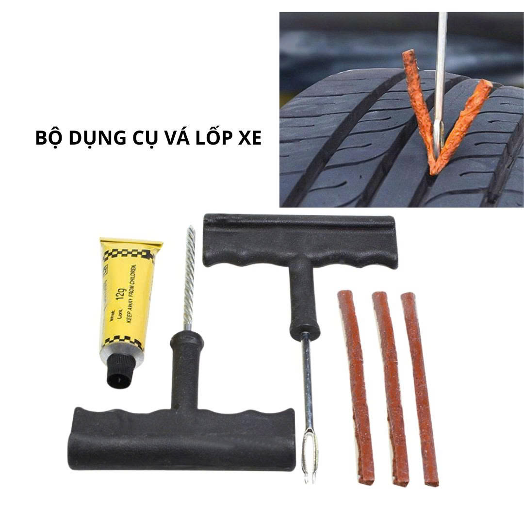 Bộ dụng cụ vá lốp xe, bộ vá lốp không ruột tiện lợi khi đi phượt du lịch tiện lợi nhỏ gọn Bộ dụng cụ vá lốp xe, bộ vá lốp không ruột tiện lợi khi đi phượt du lịch tiện lợi nhỏ gọn