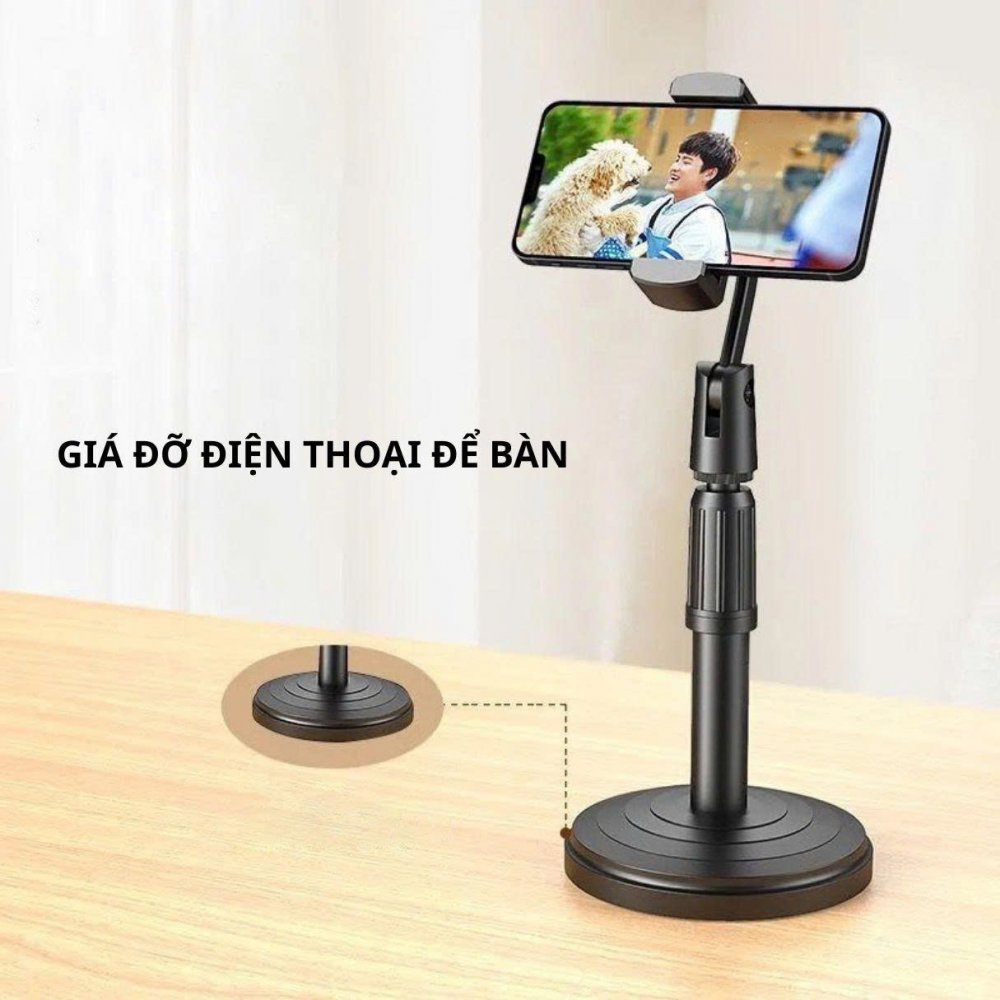 Gía đỡ điện thoại để bàn, cây kẹp điện thoại chân tròn livestream Gía đỡ điện thoại để bàn, cây kẹp điện thoại chân tròn livestream