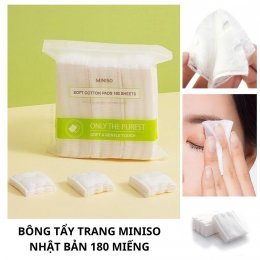 Bông tẩy trang cao cấp Miniso Nhật Bản 180 miếng