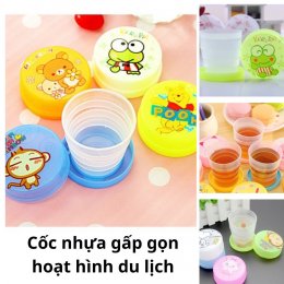 Ly nhựa gấp gọn du lịch họa tiết hoạt hình ngộ nghĩnh siêu đáng yêu