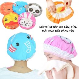 Mũ ủ tóc trùm đầu khi tắm họa tiết đáng yêu mang đi du lịch tiện lợi