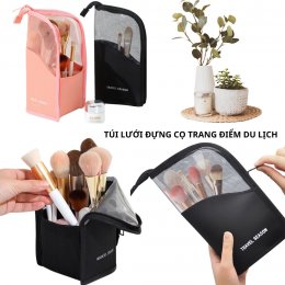 Túi lưới dạng đứng đựng dụng cụ cọ trang điểm makeup du lịch chống nước tiện lợi