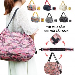 Túi mua sắm du lịch đựng đồ dùng cá nhân đeo vai gấp gọn chống nước tiện lợi