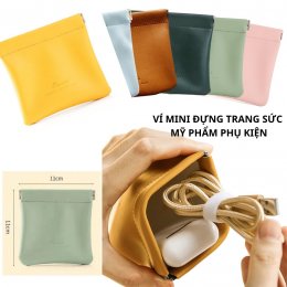 Ví da mini đựng trang sức, đồ dùng cá nhân, mỹ phẩm son môi, phụ kiện du lịch chống nước tiện lợi.