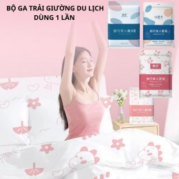 Bộ drap trải giường dùng 1 lần, bọc chăn ga gối khách sạn du lịch dùng một lần tiện lợi