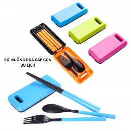 Bộ muỗng đũa nĩa gấp gọn kèm hộp bỏ túi du lịch tiện lợi