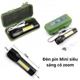 Đè led mini siêu sáng có zoom sạc điện 3 chế độ nhỏ gọn tiện lợi