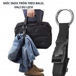 [Inox] Dây đai móc tròn kim loại treo balo, vali du lịch có thể điều chỉnh tiện lợi