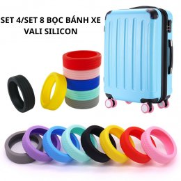 Set 4, Set 8 bọc bánh xe vali hành lý bằng silicon giảm tiếng ồn chống mài mòn tiện dụng