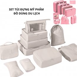 Set 8 - set 10 túi đựng phụ kiện, mỹ phẩm, quần áo, giày dép, đồ dùng cá nhân nhiều kích thước đi du lịch cao cấp