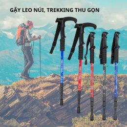 Gậy leo núi thu gọn, gậy đi bộ trekking dã ngoại hợp kim nhôm bền bỉ chắc chắn