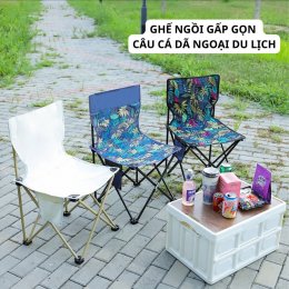 Ghế dựa gấp gọn câu cá du lịch dã ngoại, ghế xếp gọn cầm tay kèm túi đựng tiện lợi
