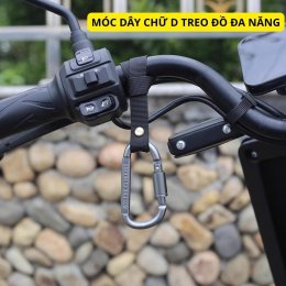 Móc dây chữ D treo đồ xe điện, móc Carabiner D dây treo xe máy xe đẩy đa năng