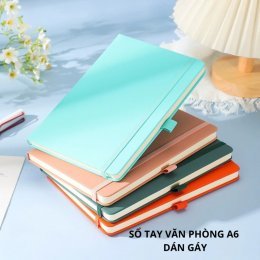 Sổ tay văn phòng A6 dán gáy bọc da PU